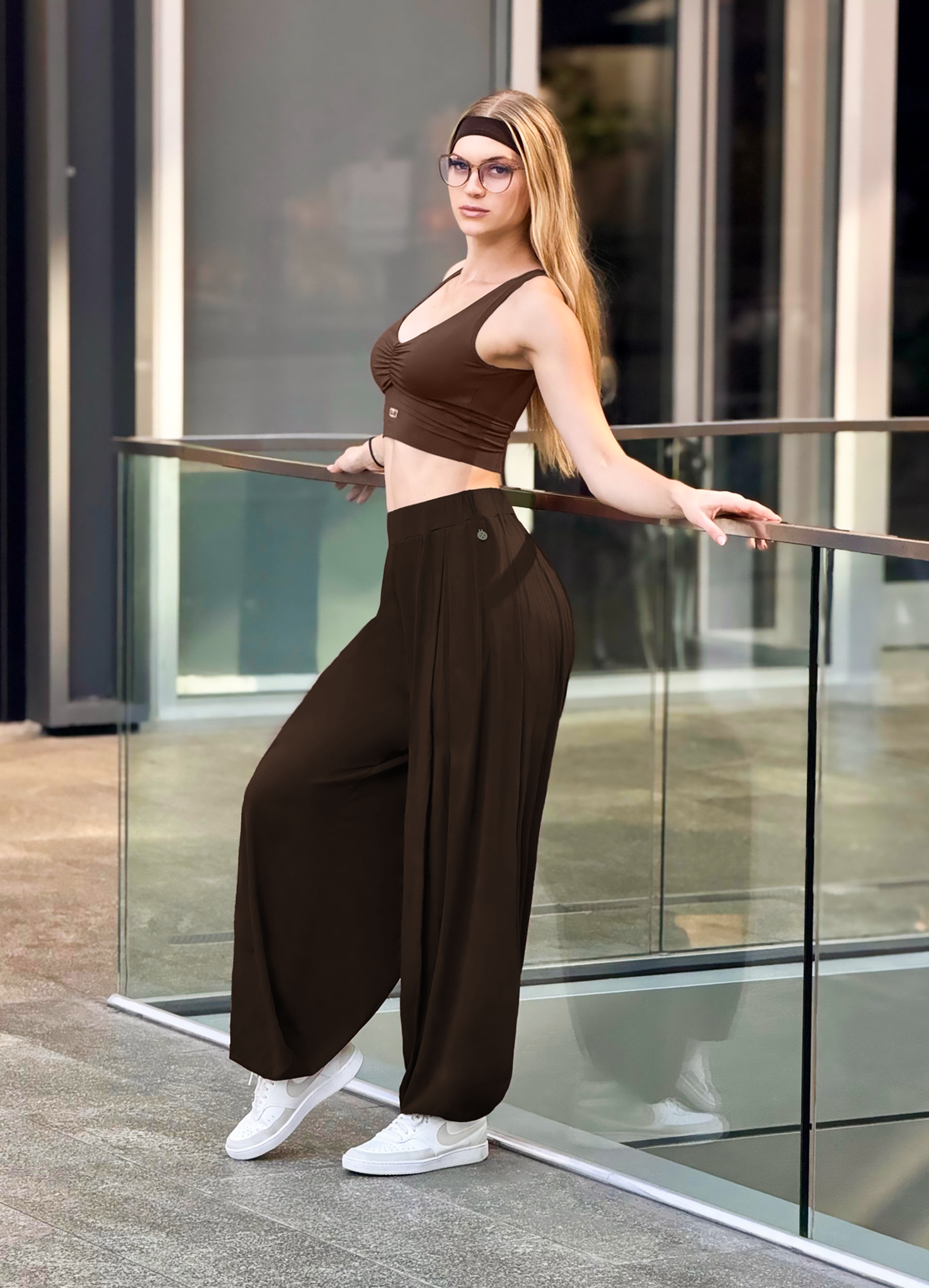 PANT HAREM AURA - DARK BROWN