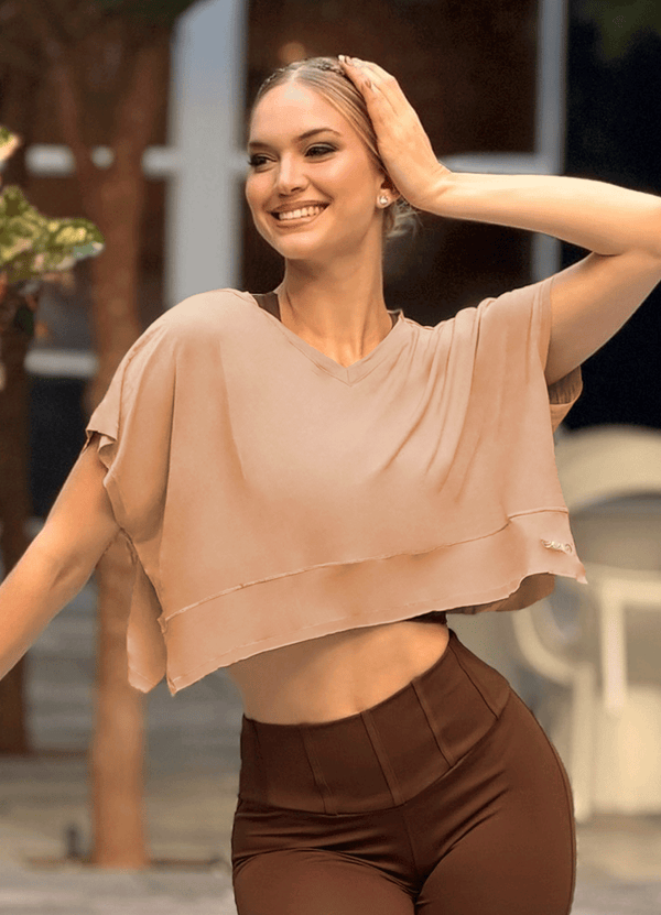 T-SHIRT SPORTY - LIGHT BROWN