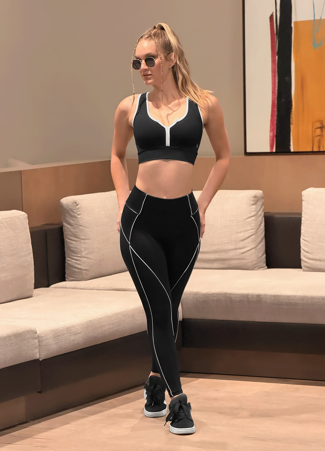 LEGGING EMANA LINE - BLACK/WHITE