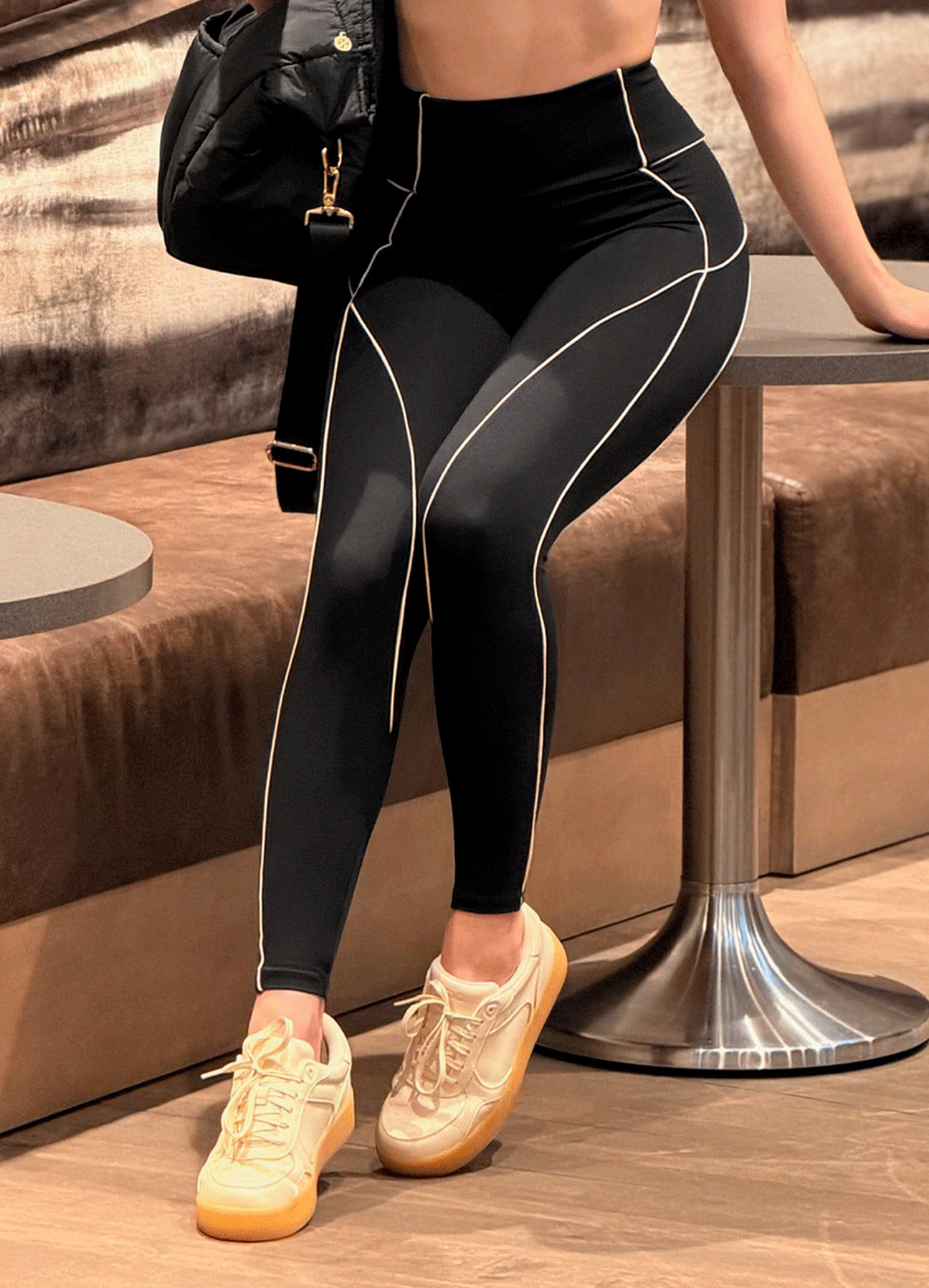 LEGGING EMANA LINE - BLACK/IVORY