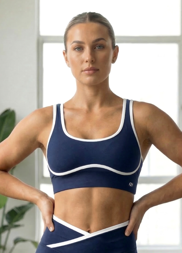 TOP EMANA CONTRAST - NAVY BLUE