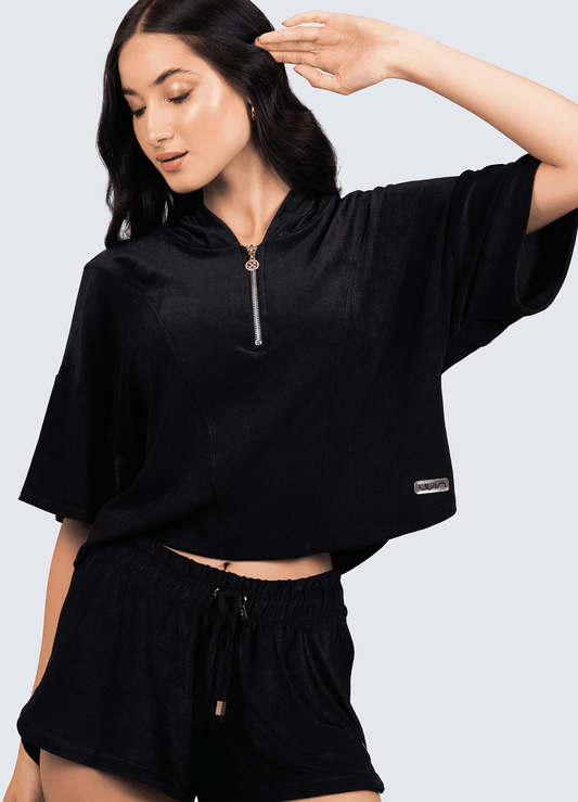 Polera Emana Velour Hoddie WinFitnesswear Standard Black#black