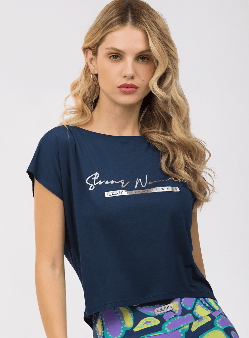 T-shirt Strong Woman - Navy Blue Tshirt WinFitnesswear 